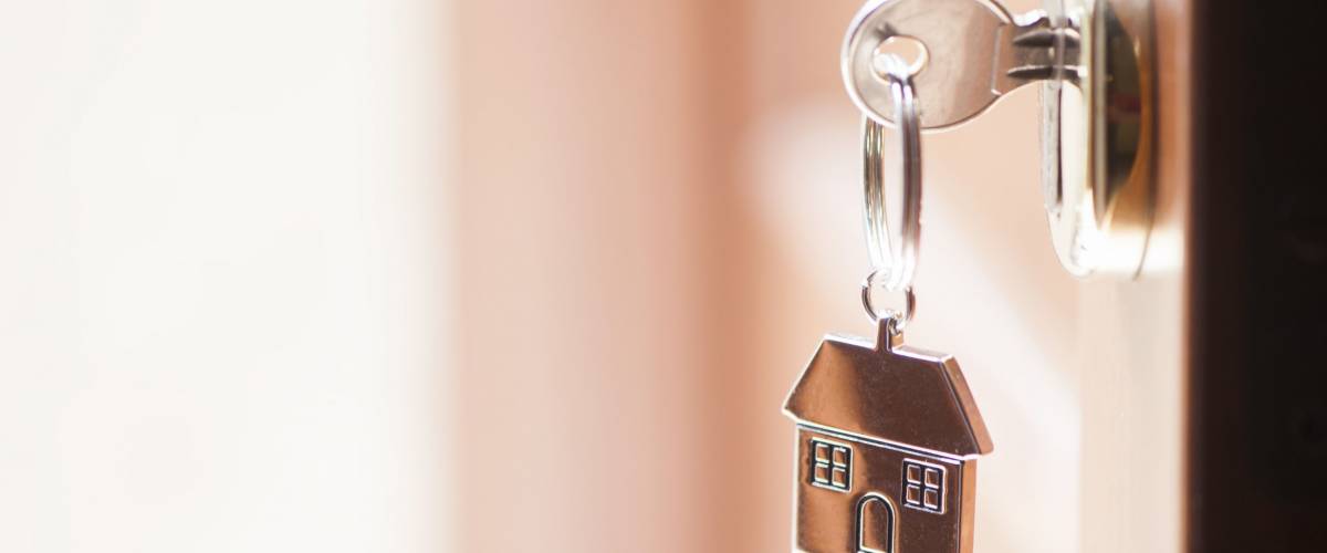 House key in the door