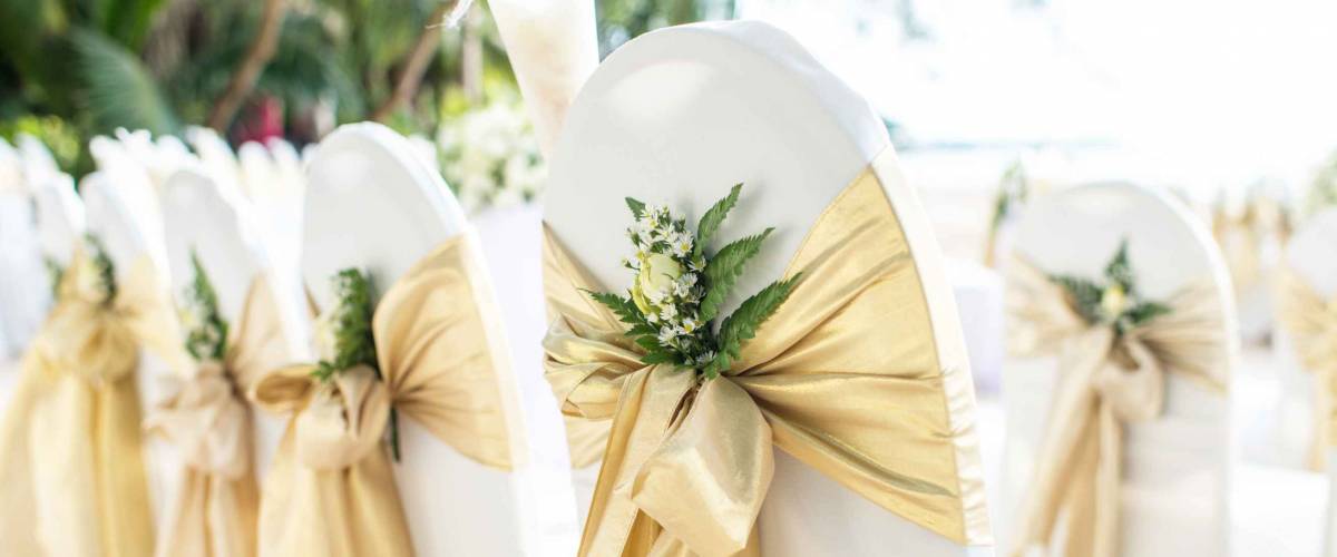 Wedding chairs on the beach at phuket thailand