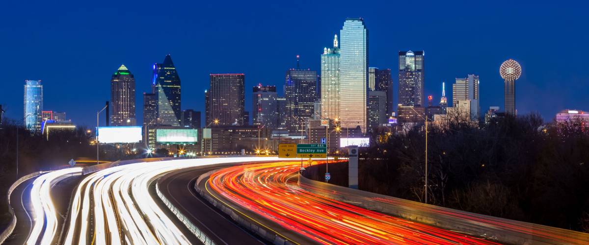 Dallas downtown skyline at night, Texas