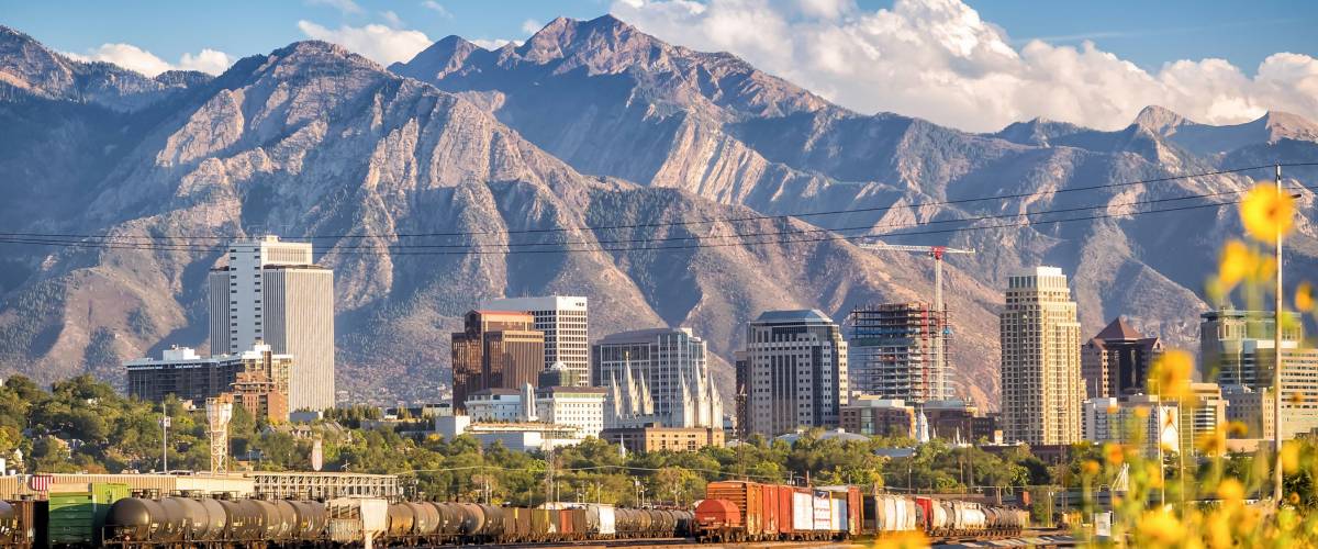 Downtown Salt Lake City skyline Utah in USA