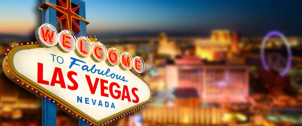 Welcome to Never Sleep city Las Vegas, Nevada Sign with the heart of Las Vegas scene in the background. (all logo had been removed).