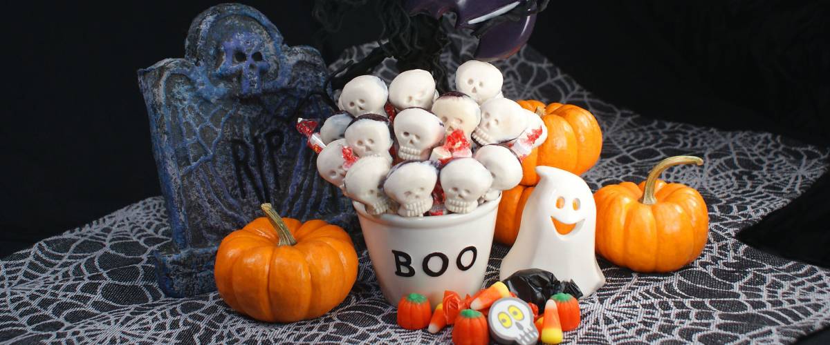 A themed candy bowl is perfect for serving Halloween treats