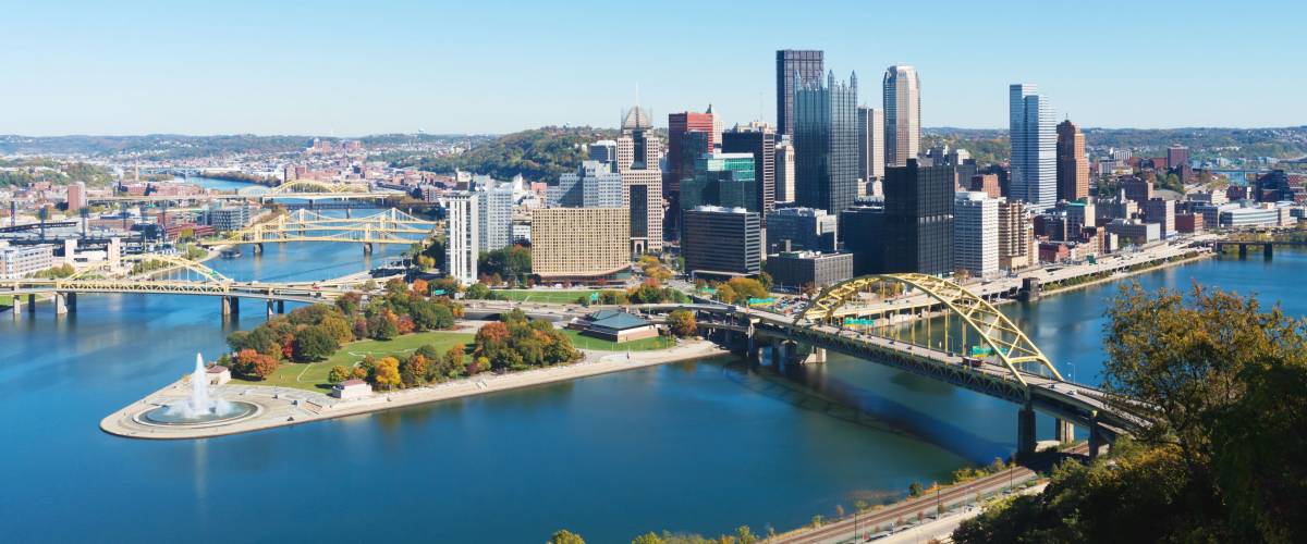 Panoramic view on Pittsburgh, PA skyline