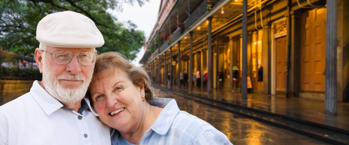 Happy Senior Adult Couple Enjoying an Evening in New Orleans, Louisiana