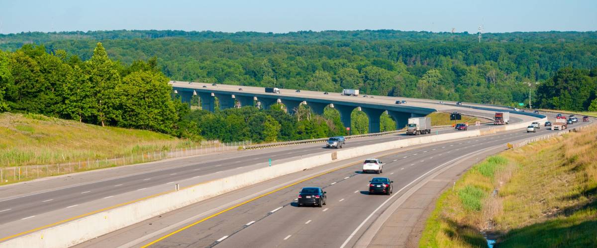 The Ohio Turnpike (Interstate 80) crosses the Cuyahoga Valley south of Cleveland