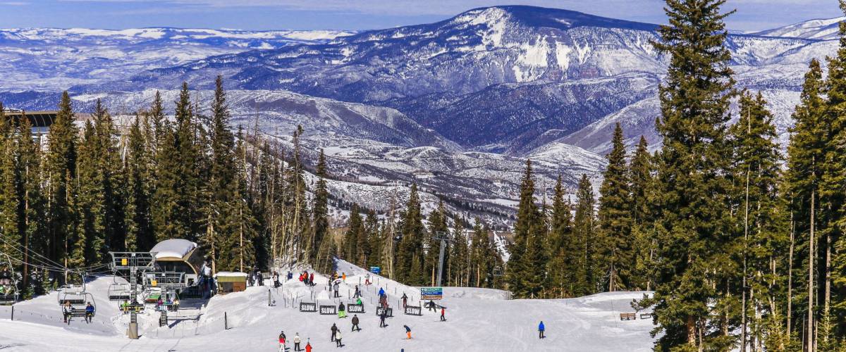 View of a Colorado ski resort on a nice winter day