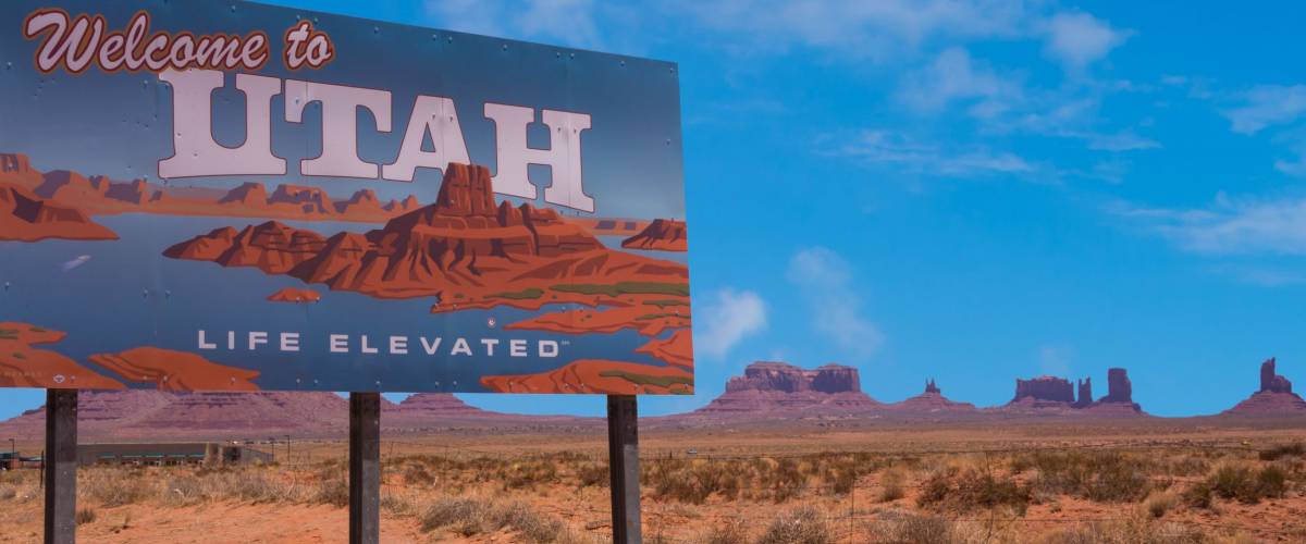 Welcome to Utah road sign