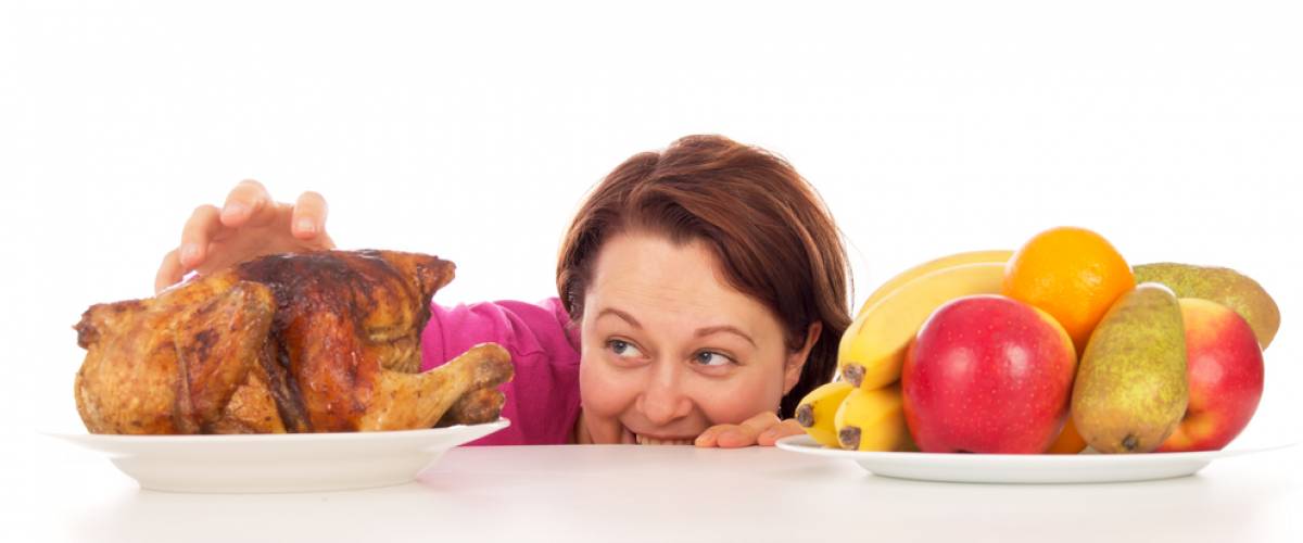 woman stealing food