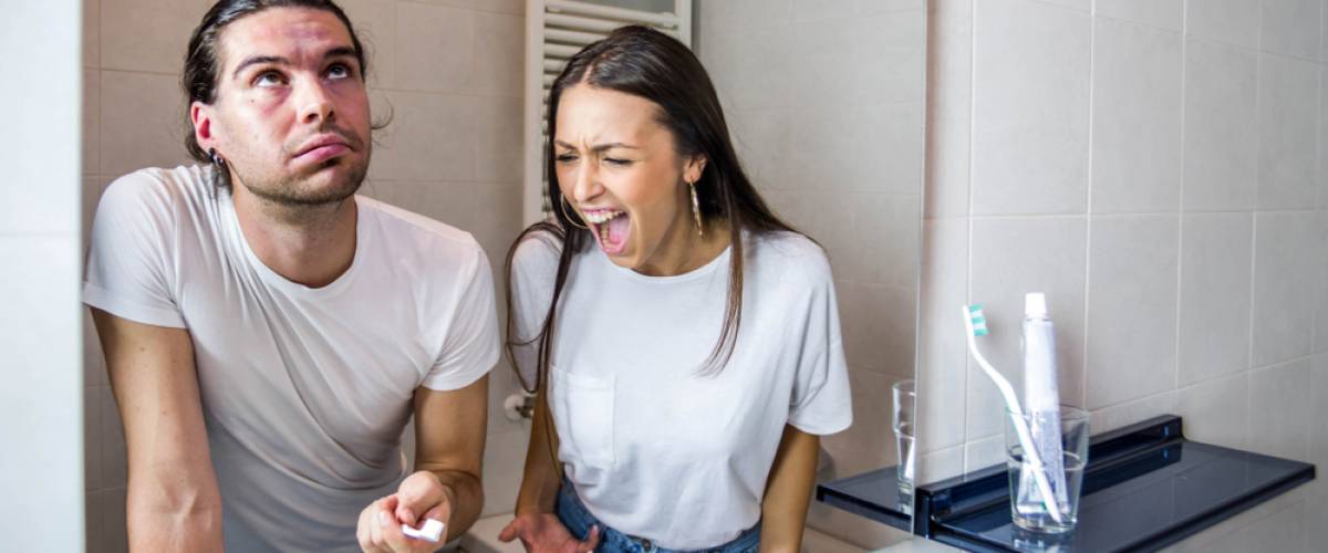 woman screaming bathroom