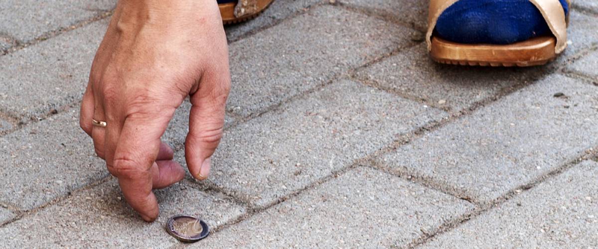 picking up coin