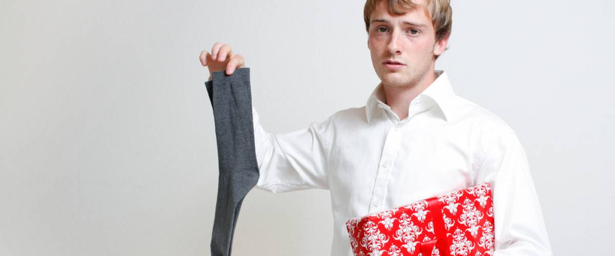 man disappointing gift