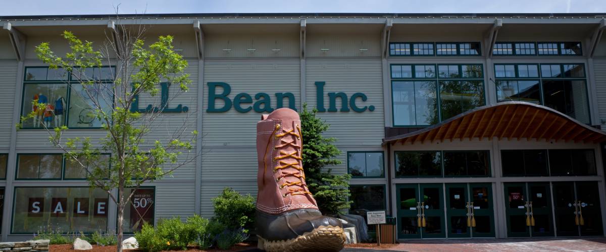 Outside the L.L. Bean flagship store in Freeport, Maine
