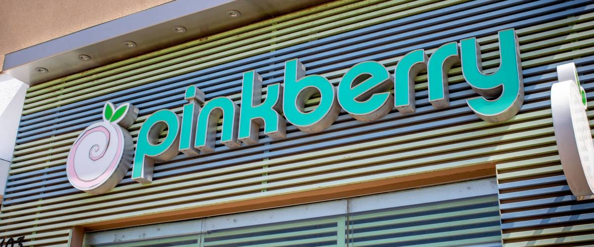 Corona, California/United States - 05/14/2019: A store front sign for the yogurt chain known as Pinkberry
