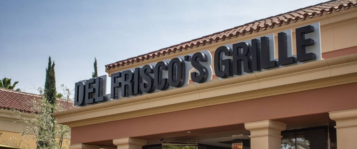 Irvine, California/United States - 03/29/19: A store front sign for the upscale restaurant known as Del Frisco's Grille