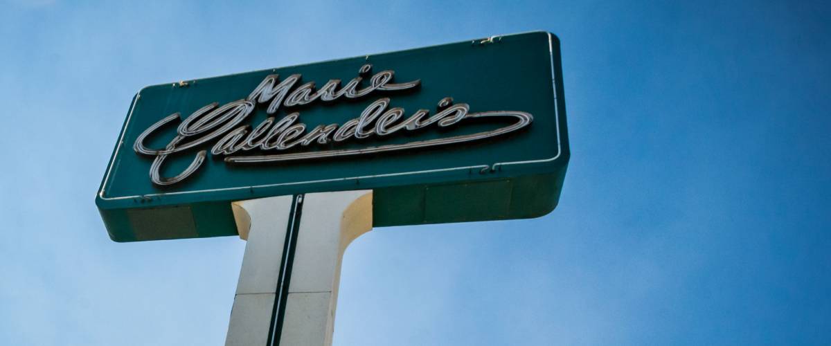 JULY 9 2017 - REDDING, CA: Sign for Marie Callender's restaurant, a popular diner famous for their pies and family friendly hearty meals.