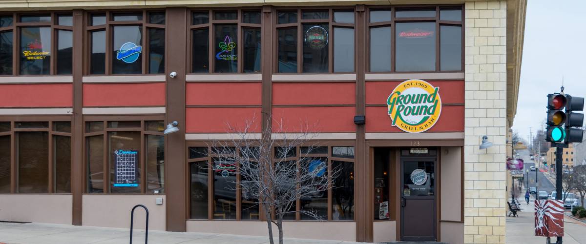 St. Joseph, Missouri / United States of America - March 24 2019: Ground Round Grill and Bar. Estabilished 1969. Downtown St. Joseph