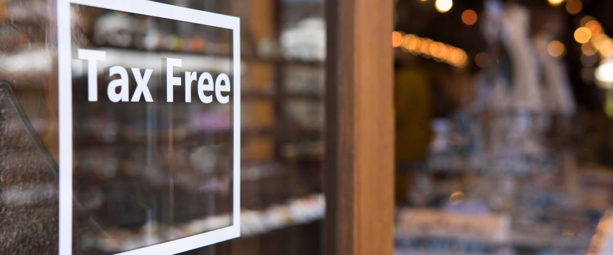 tax free sticker in front of store,tourist shopping store without tax.