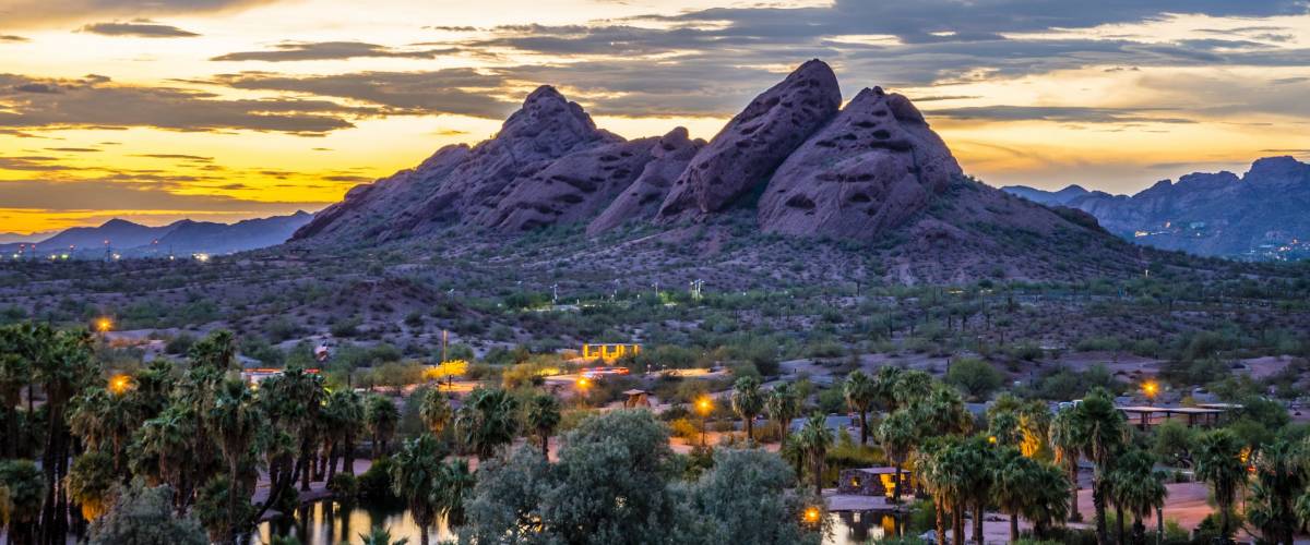 Phoenix's stunning Papago Park after sunset