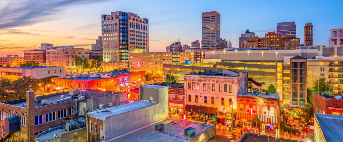 Memphis' Beale Street at sunset