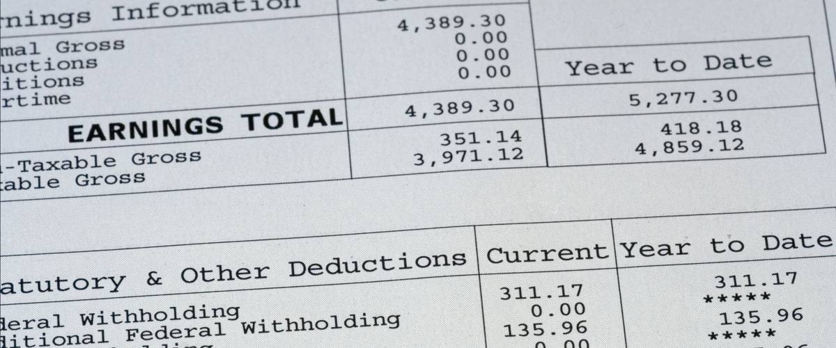 up close of paystub
