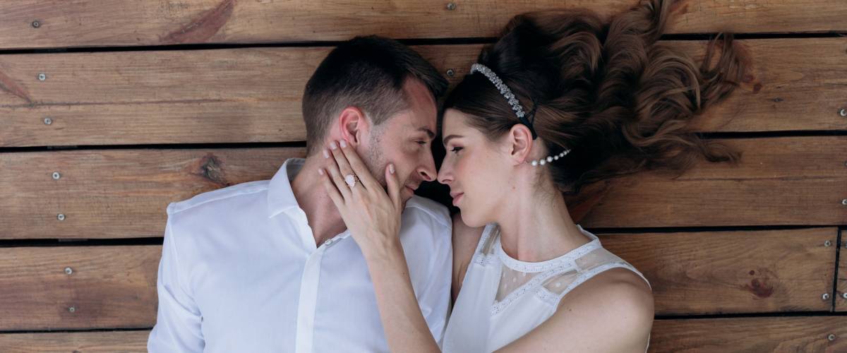 bride and groom in the yard