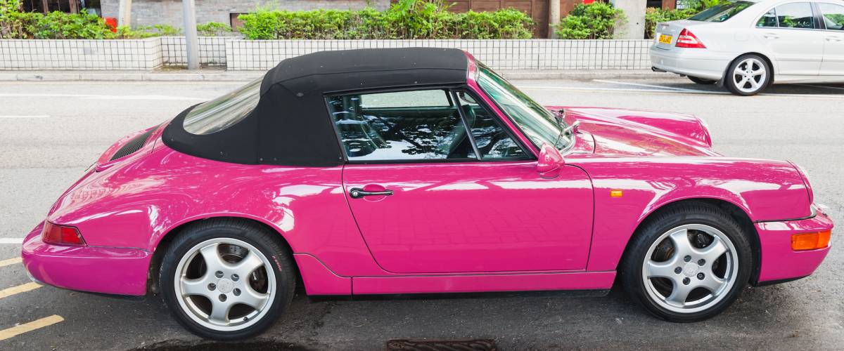 Pink Porsche 964 Carrera 2 cabriolet