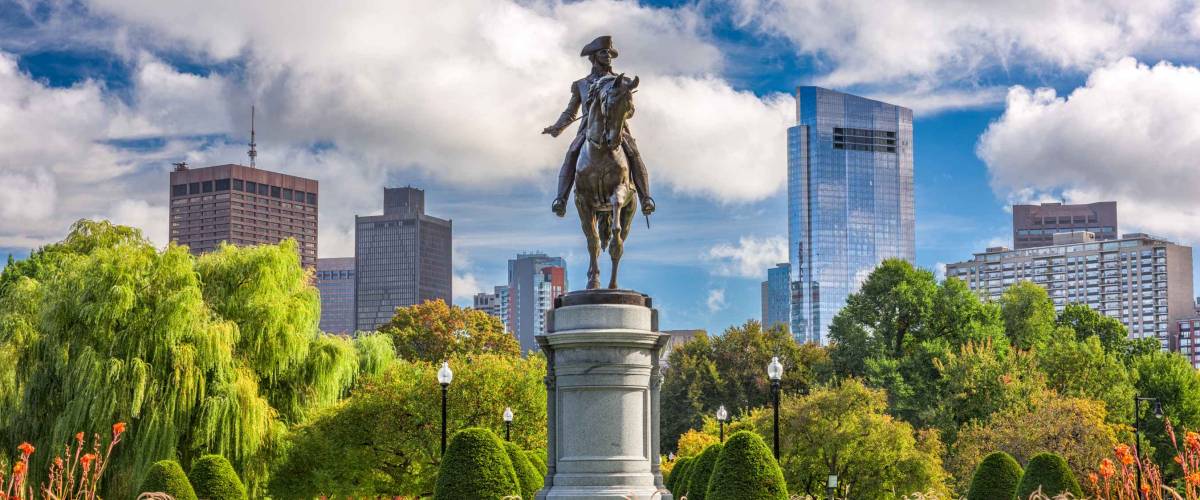 George Washington Monument at Public Garden in Boston, Massachusetts.