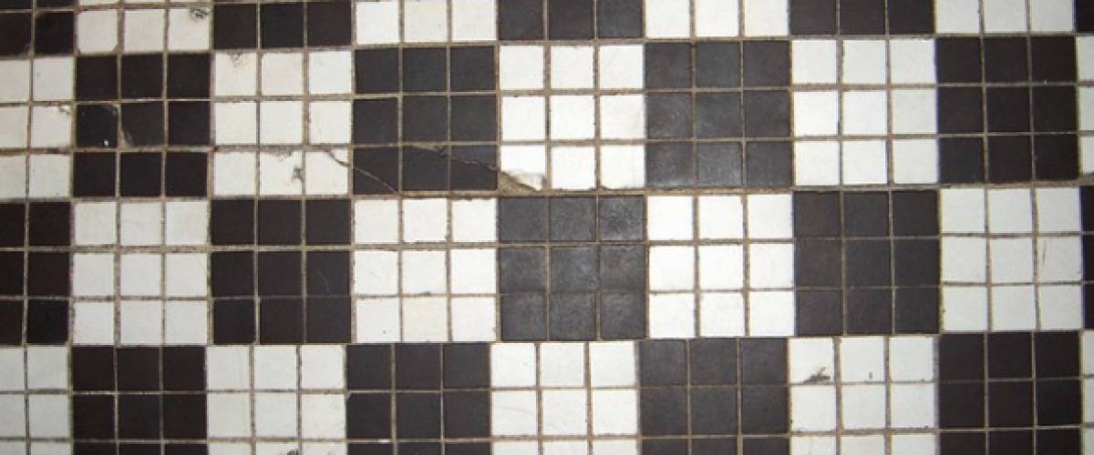 black and while tile floor