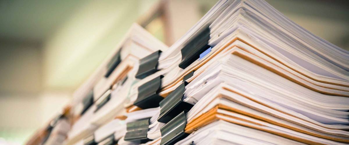 Stack of paper files