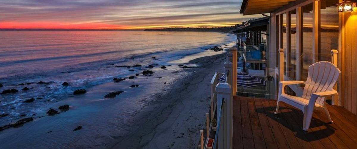 Sunset on the deck of Malibu home recently sold by Barry Williams of The Brady Bunch