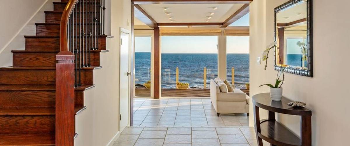 Staircase in the Malibu home recently sold by Barry Williams of The Brady Bunch