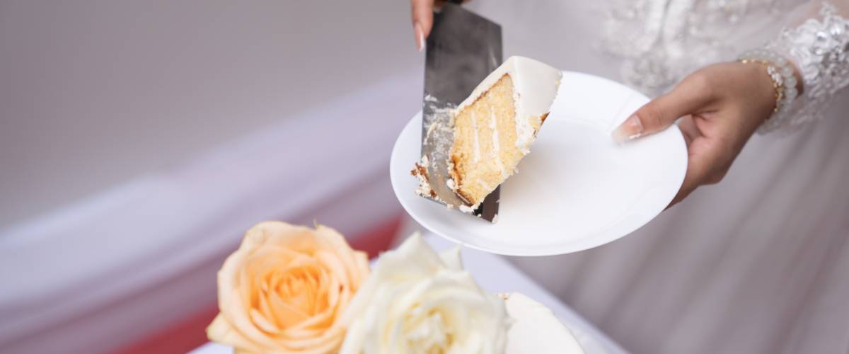 Slice of wedding cake