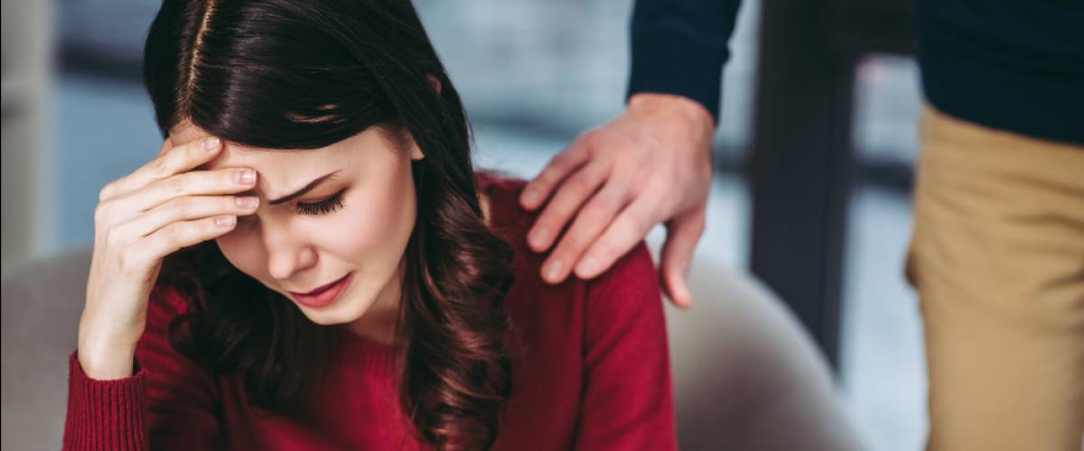 Woman upset with man
