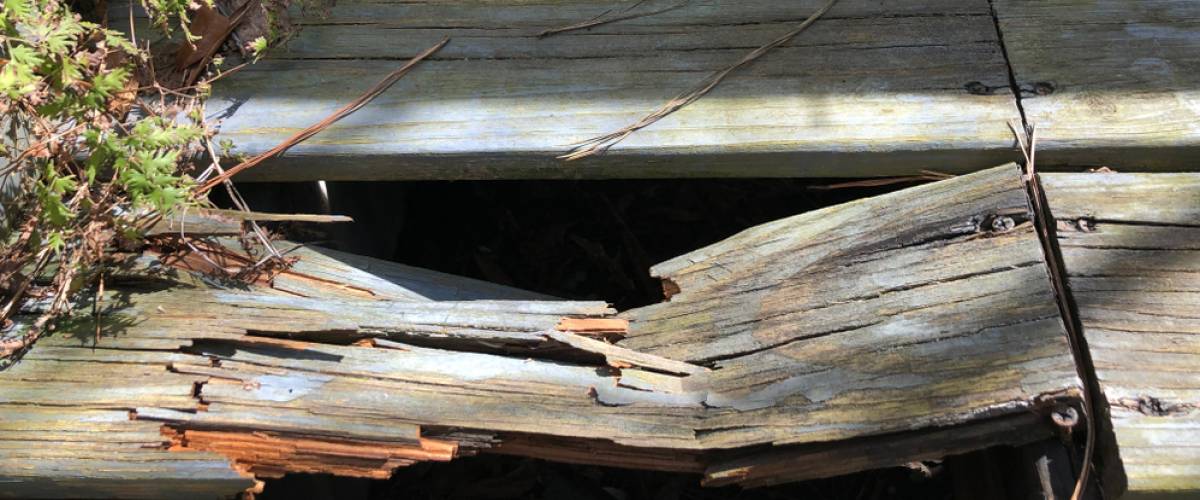 Broken wooden deck