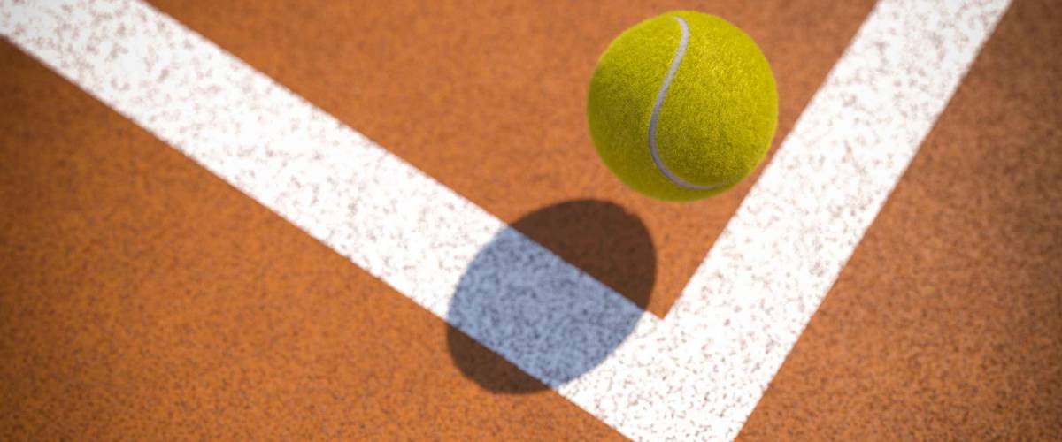 Tennis ball to corner red ground field line