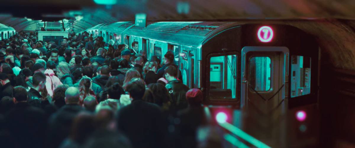 Crowded train station