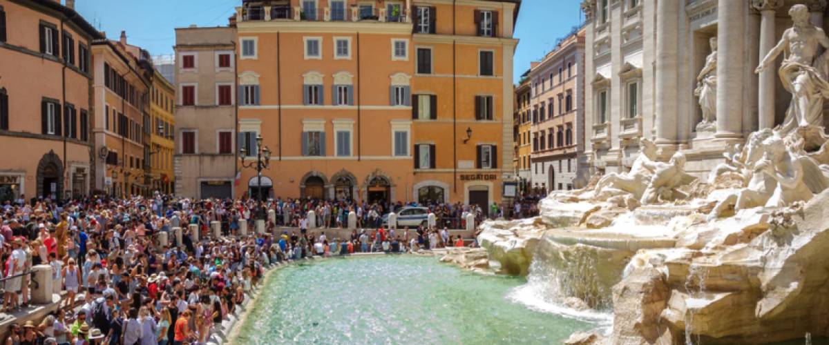 People at the Trevi Fountain