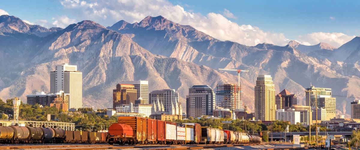 Downtown Salt Lake City skyline Utah in USA