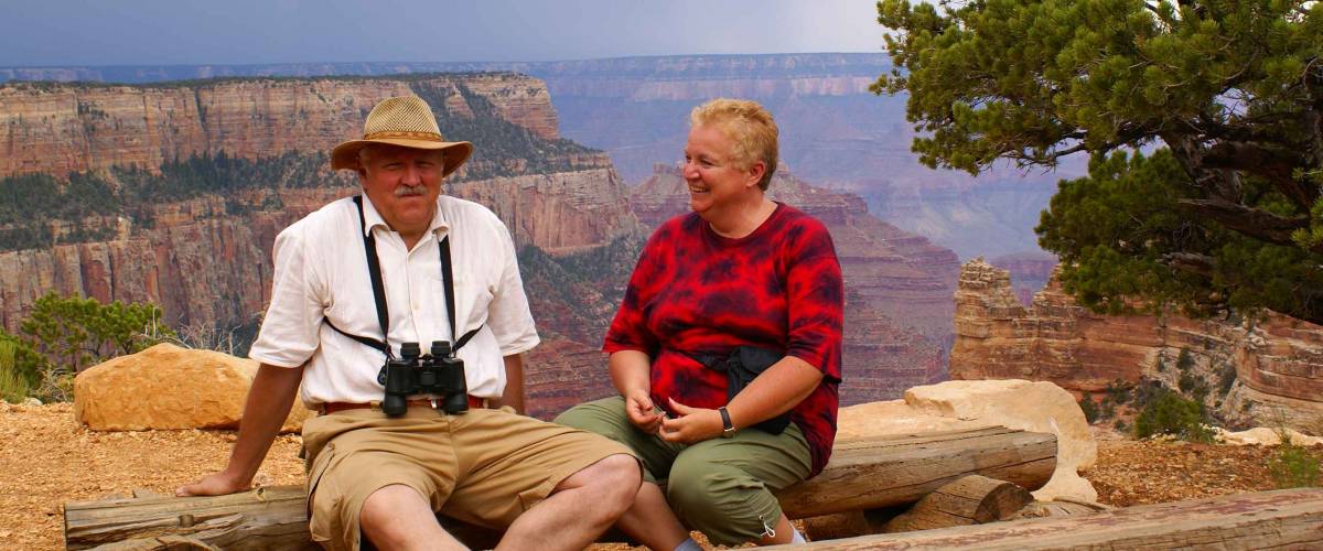 Elderly couple in Grand Canyon National Park - North Rim
