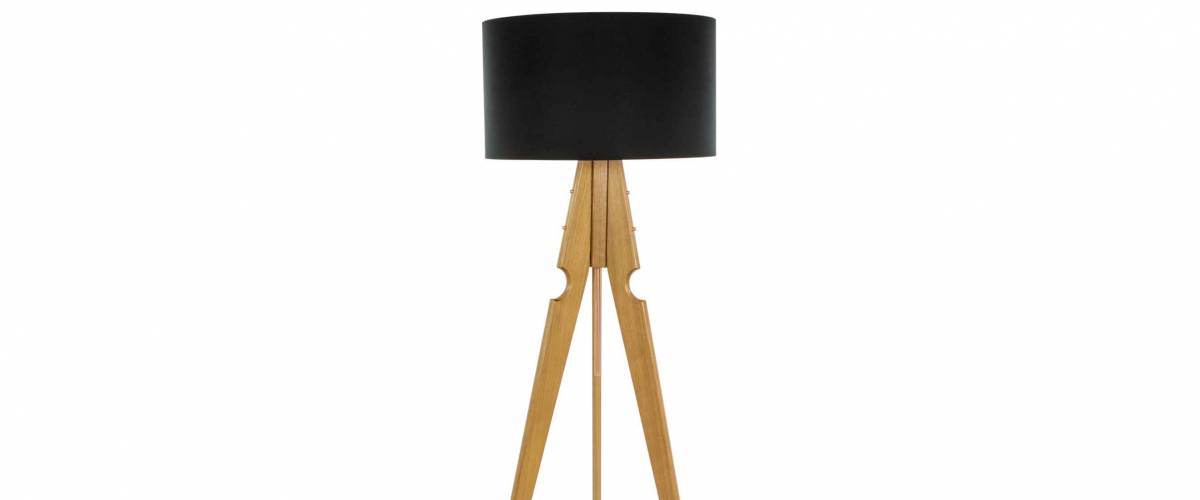 Decorative tripos standing light / FLOOR LAMP / LAMPSHADE isolated on white
