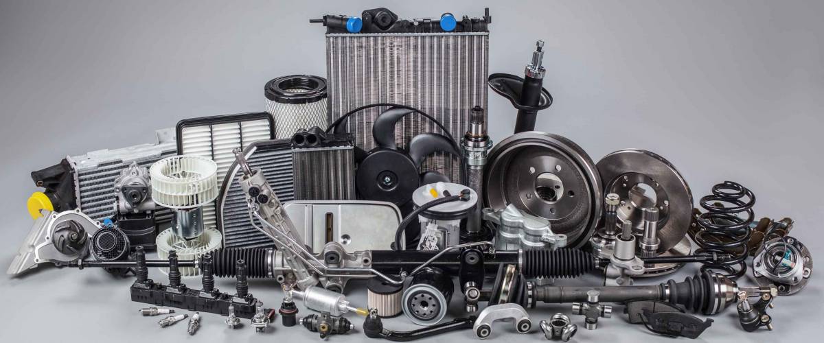 car parts on a gray background