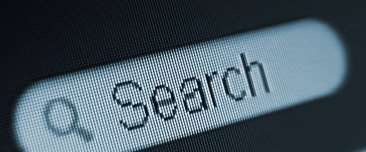 Search filed on a computer screen. Macro image.