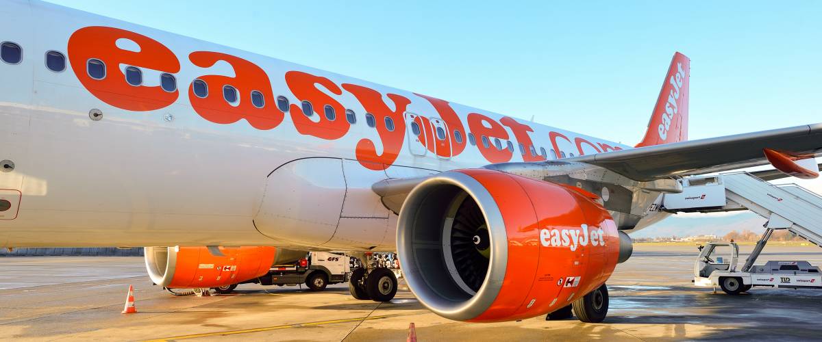 easyJet airplane on the ground.