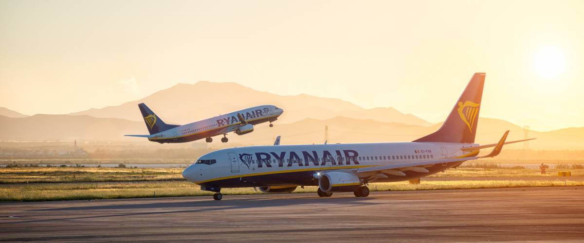 Two Ryanair airplanes