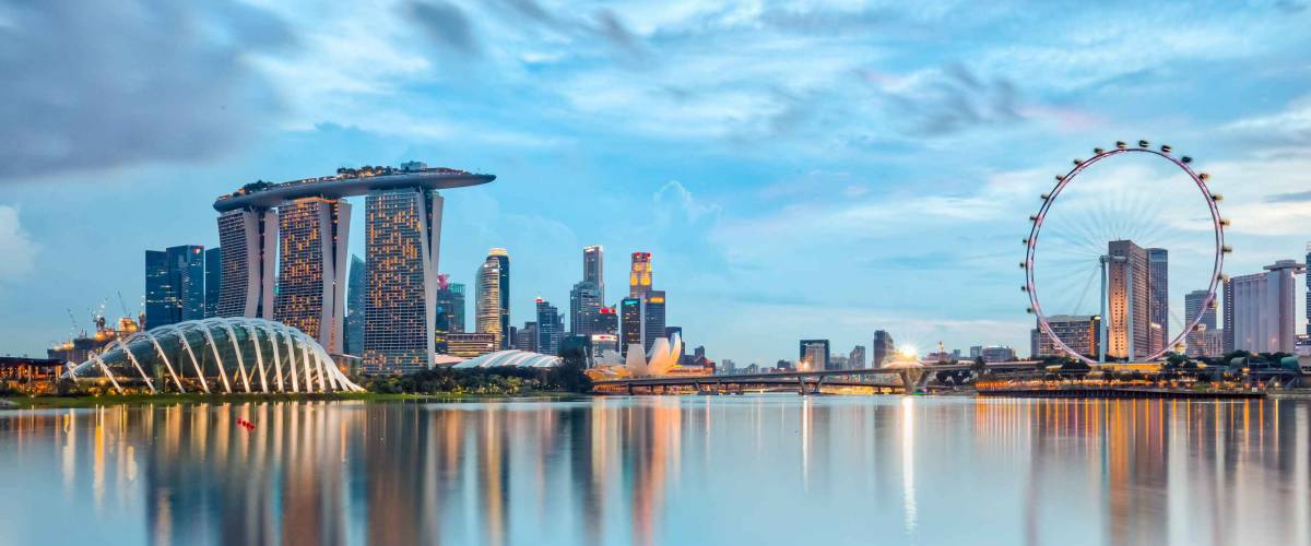 Singapore skyline at night