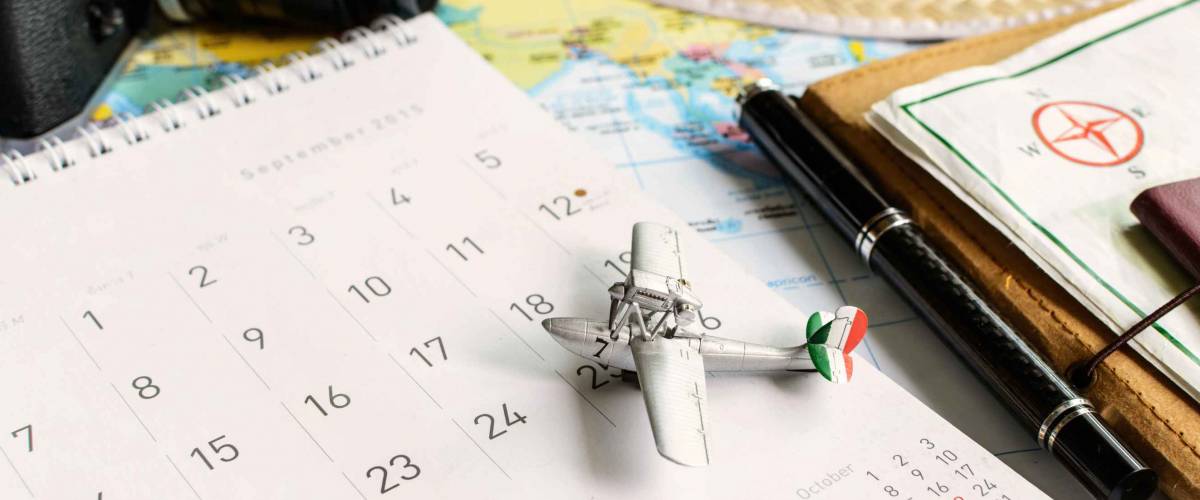 diary and calendar with passport