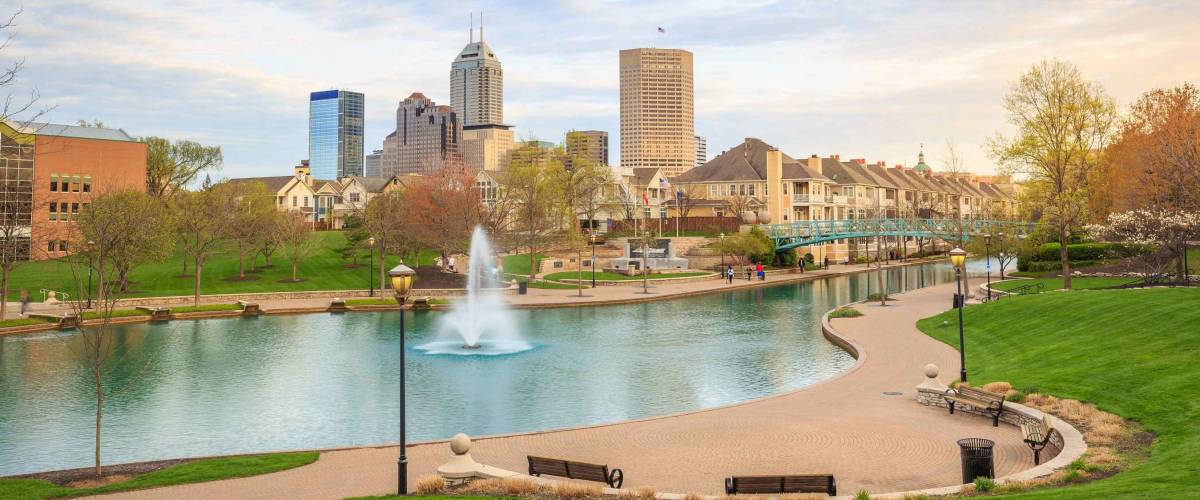 Downtown of Indianapolis by Indiana Central Canal