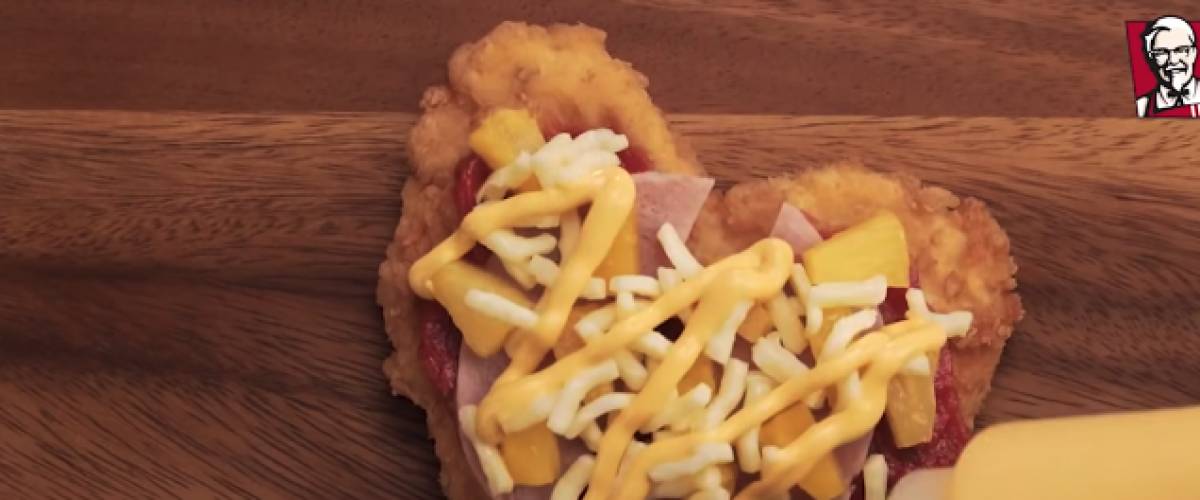 Heart shaped chicken pizza