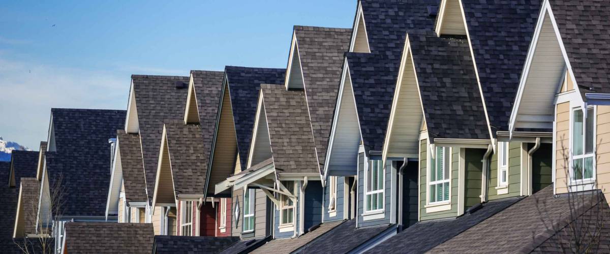 Row of modern townhouses in Vancouver, Canada