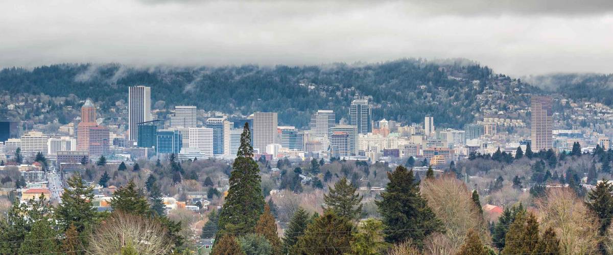 City of Portland Oregon Skyline from Mount Tabor